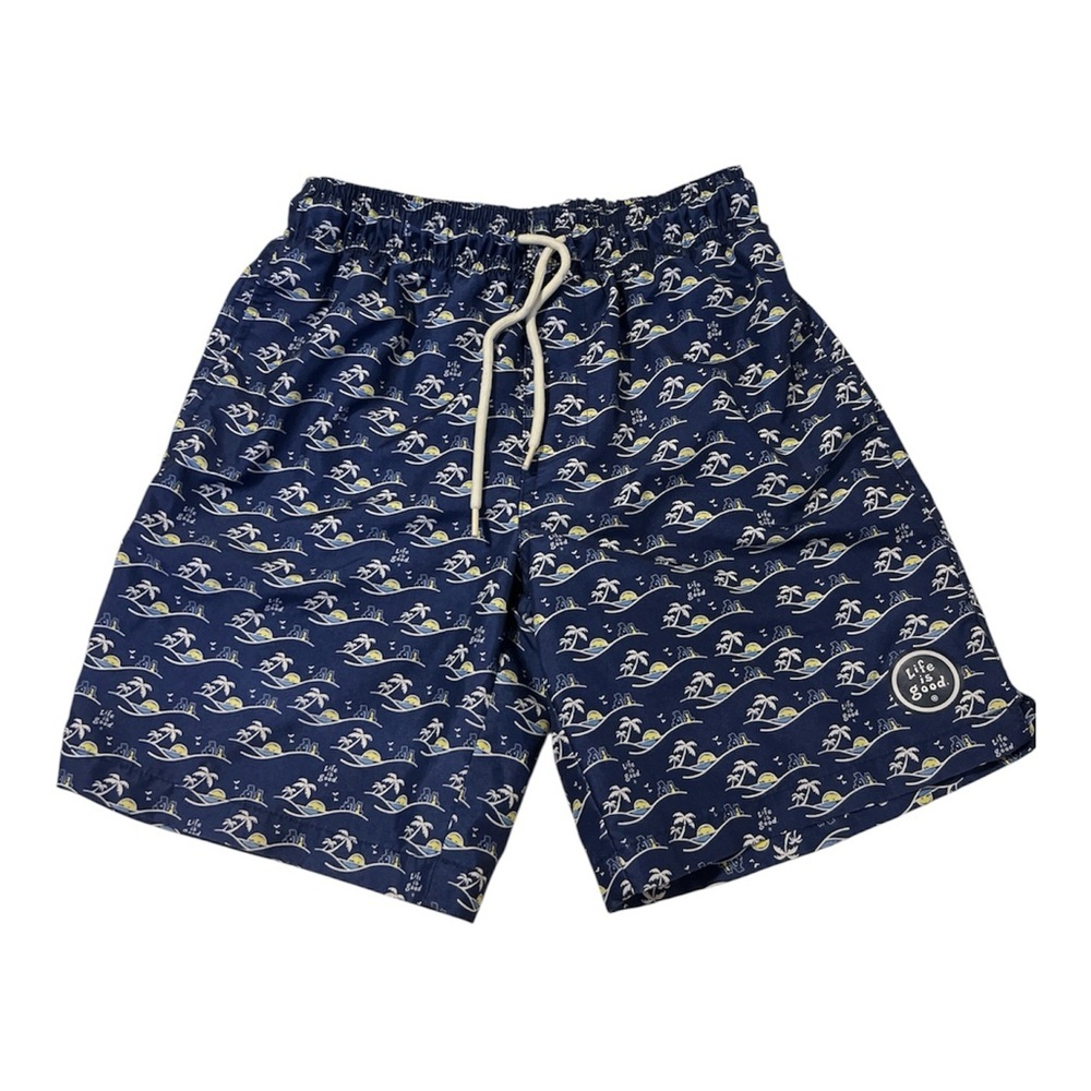 Life Is Good Boys Swim Trunks Size 10 Blue Beach Print